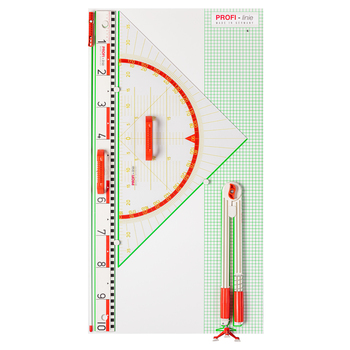 Wissner Wandtafelgerätesatz Profi Linie II Gerätetafel inkl. Dezimeterlineal, Geowinkel 45°, Zirkel und Zeigestock