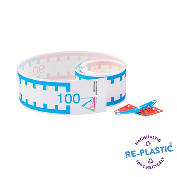 Wissner Zahlenstrahl Rechenband 1-100, 3 m lang, inkl. Klammern je 3x rot und blau